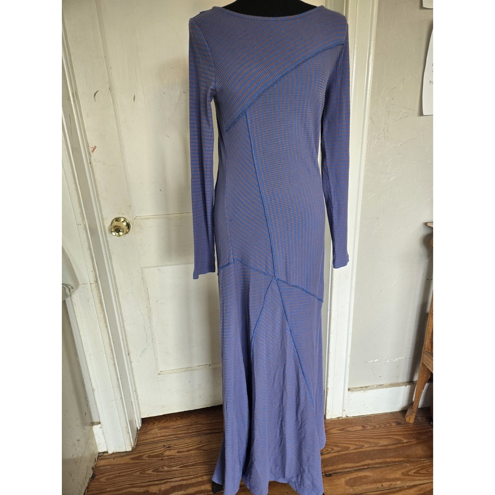 Soft Surroundings Ryley Striped Maxi Dress Sz S Tall Blue Ribbed stretch Patch